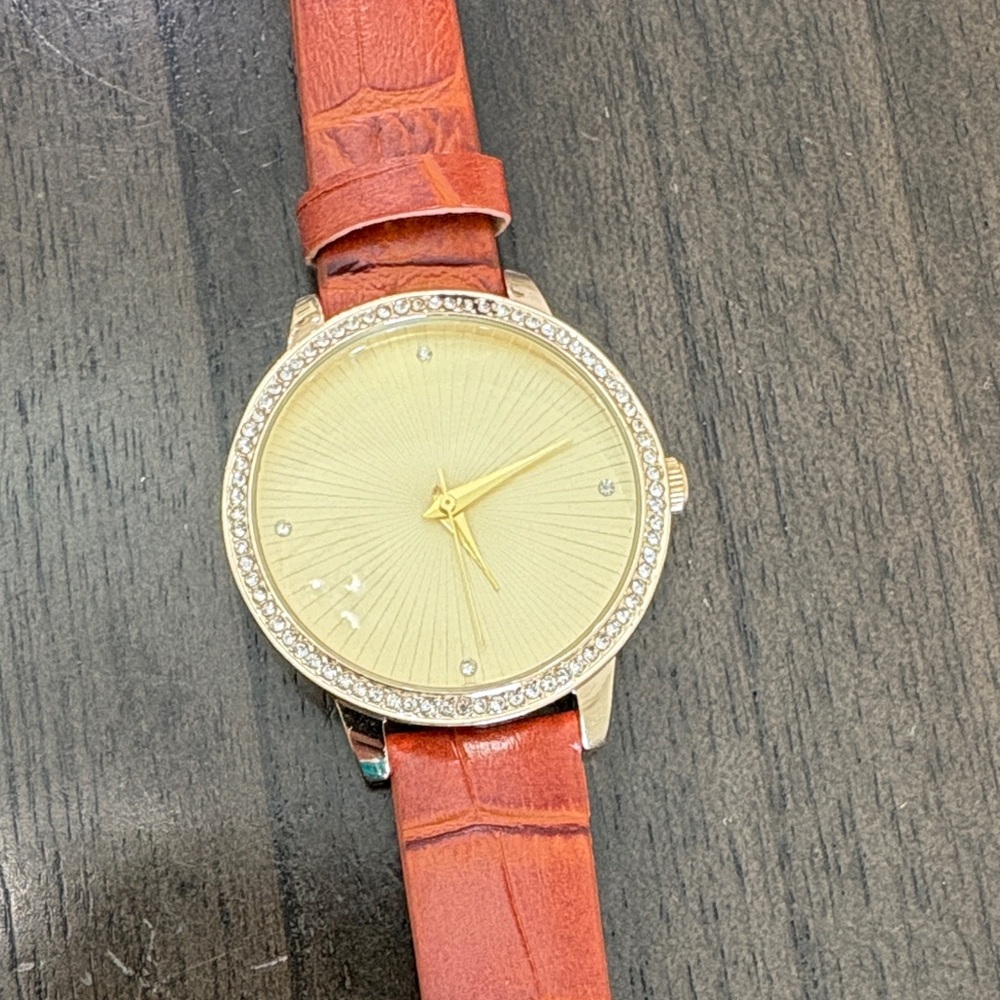 Croton Gold Watch with Brown Strap